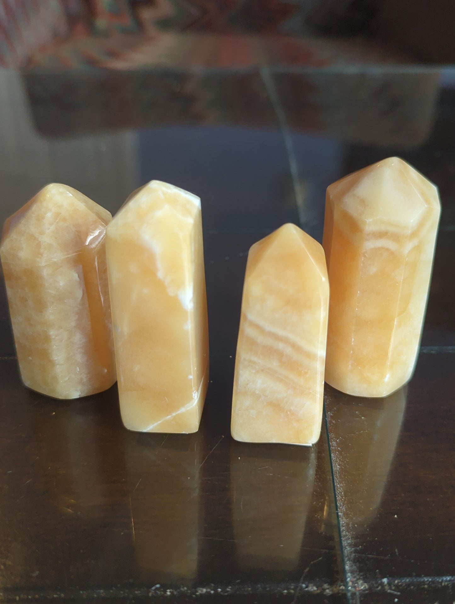 Natural Polished Orange Calcite Tower - Enhance Sacral Chakra & Positive Flow