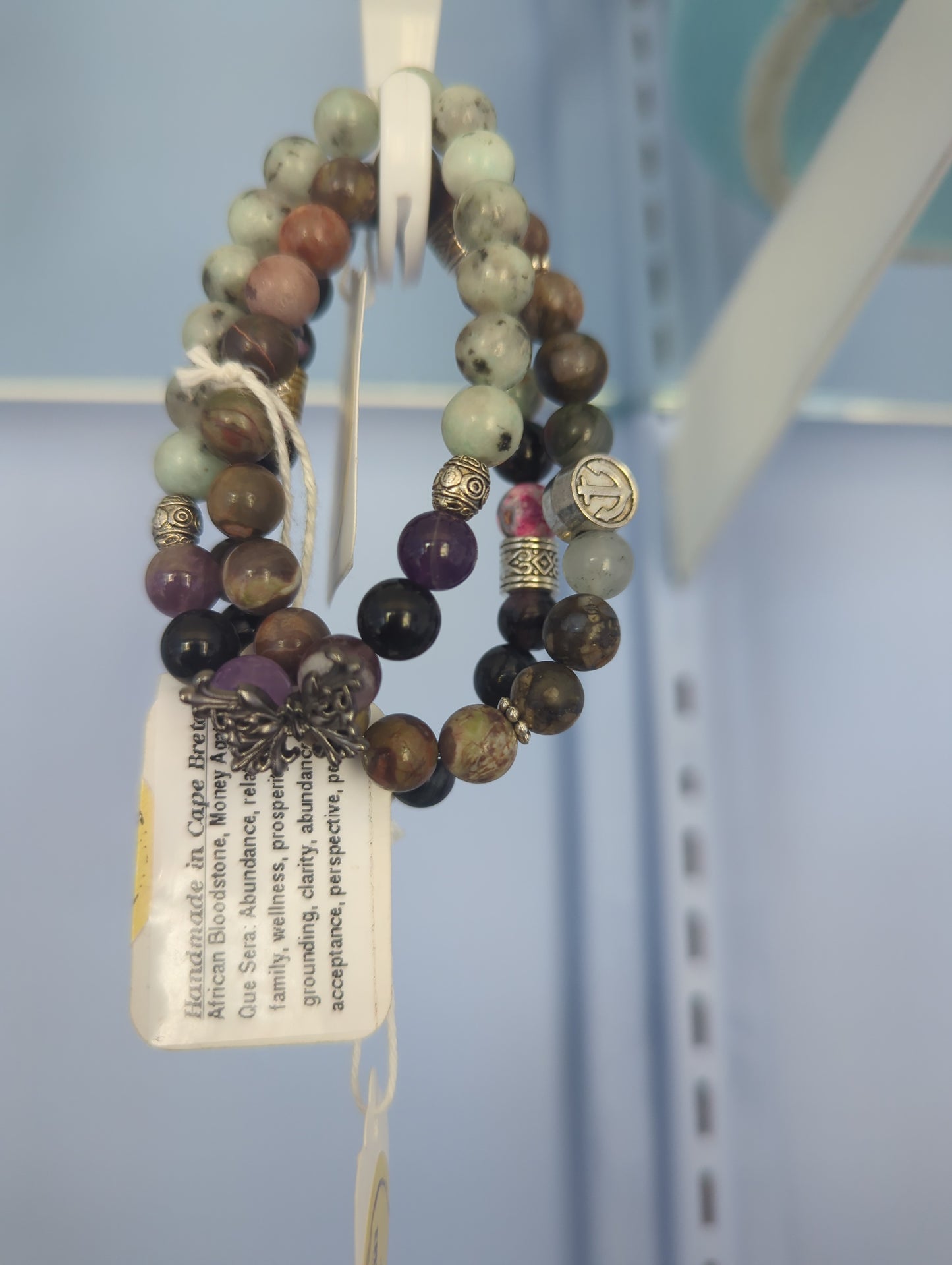 Wholesale Lot: Handmade Bracelets from Cape Breton - Mixed Stones (8mm) on Durable Elastic WITH LABEL
