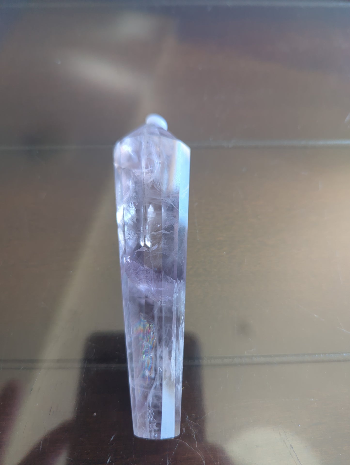 Rare Amethyst Crystal Wand (80g) - High Clarity w/ Rainbow Flash