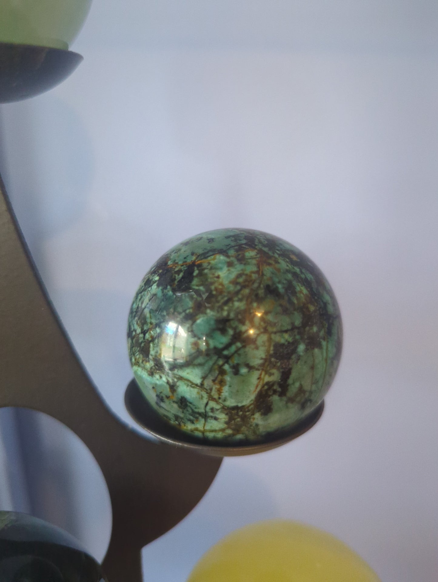 Natural Turquoise Sphere – Polished Turquoise Crystal Ball for Protection, Healing & Peace