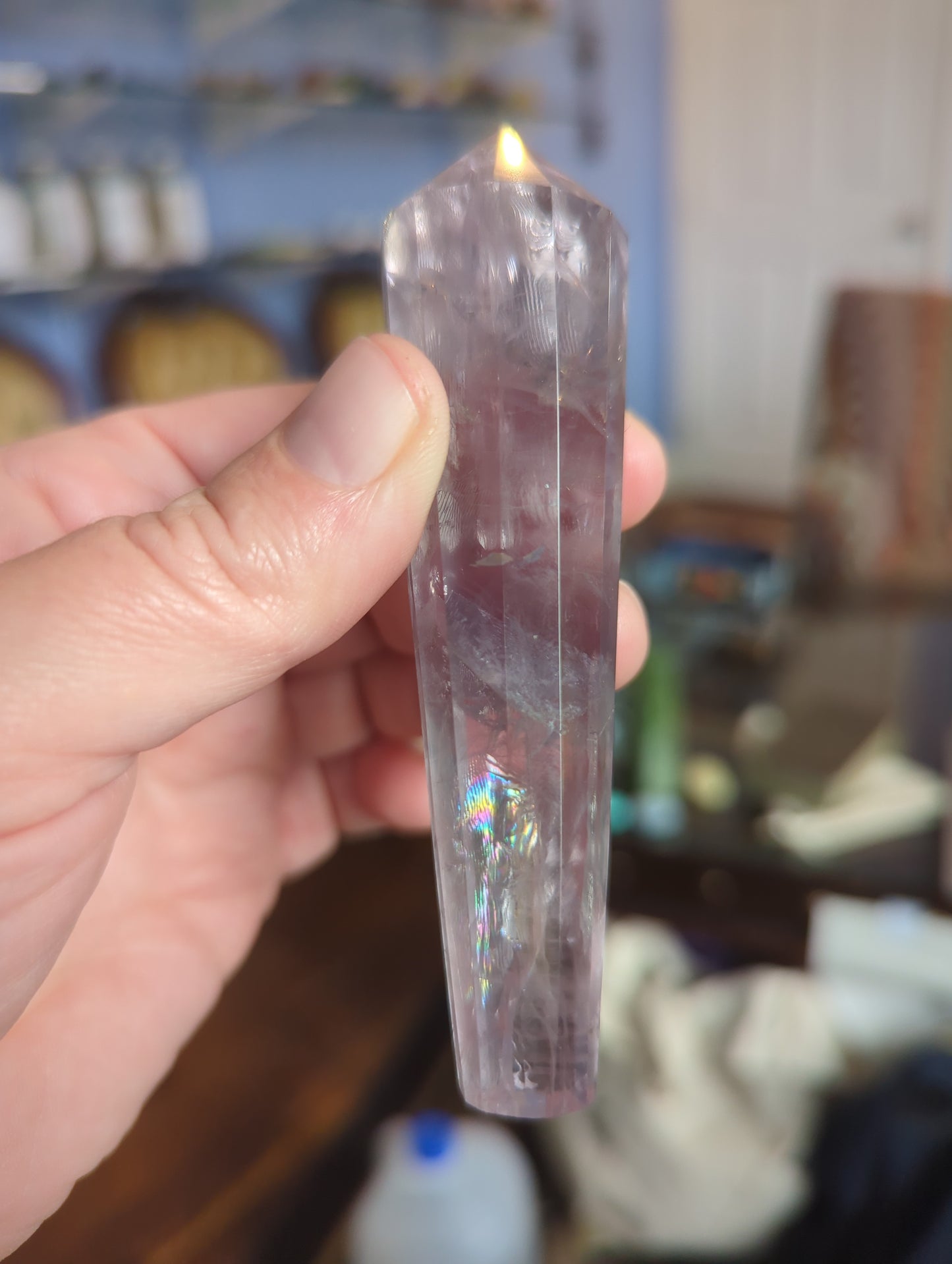 Rare Amethyst Crystal Wand (80g) - High Clarity w/ Rainbow Flash