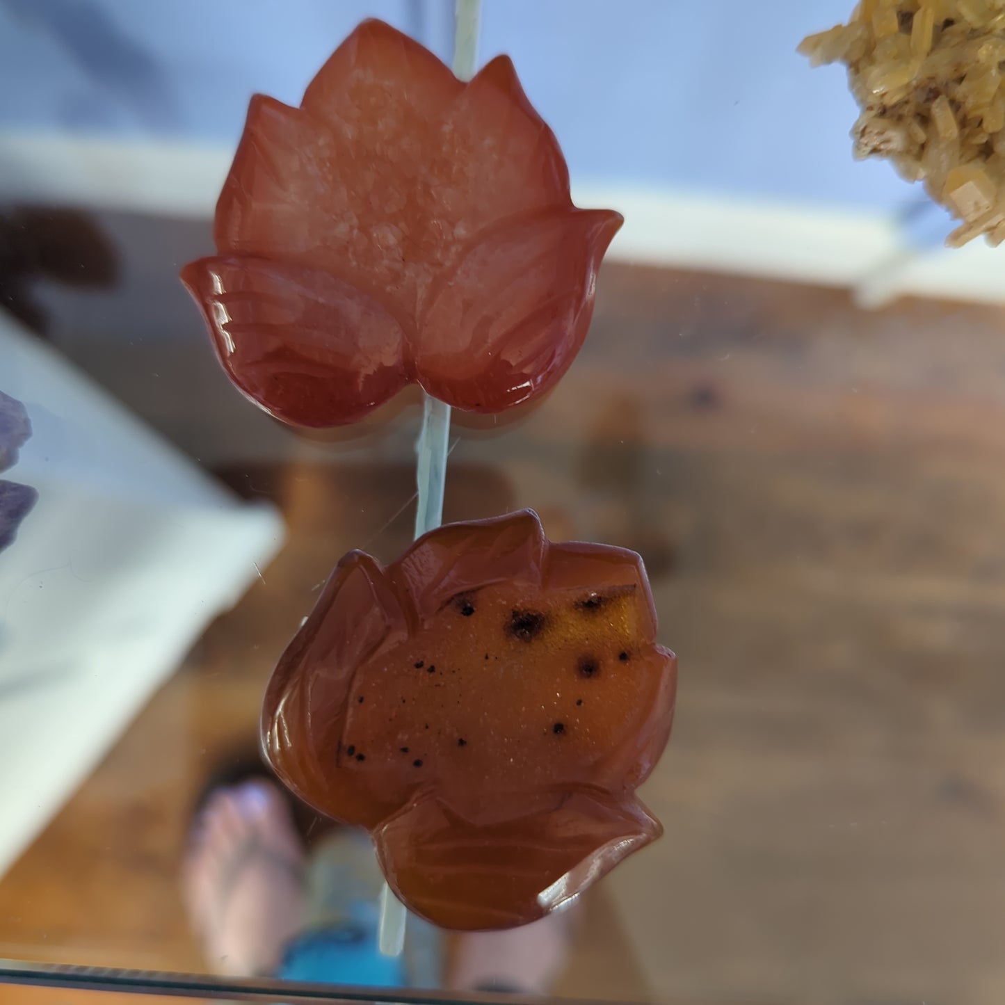 Carnelian Lotus with Druzy