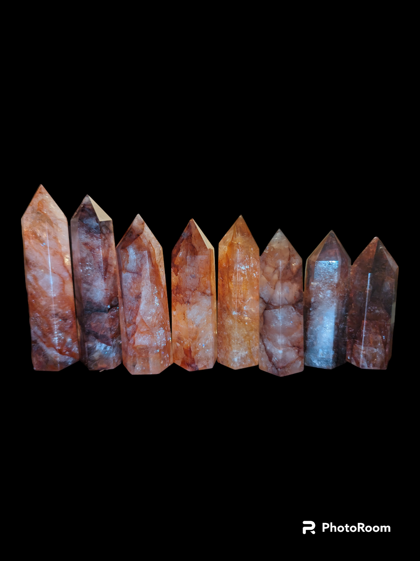 Fire Quartz Points (Sparkle and Rainbow Inclusions)