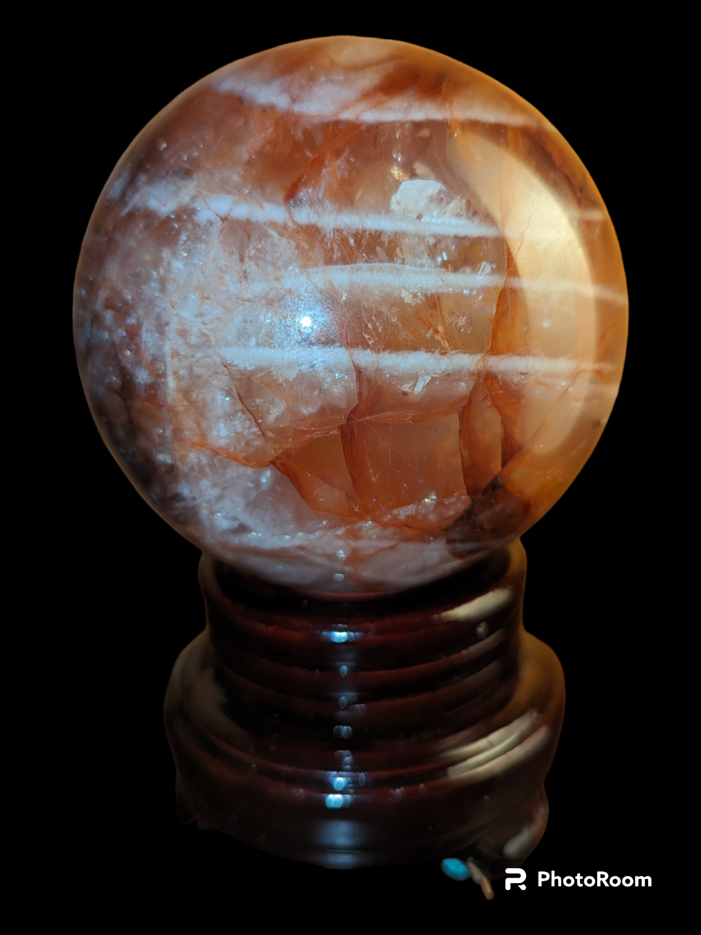 Fire Quartz Sphere (sparkle and rainbow inclusions)