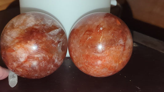 Fire Quartz Sphere (sparkle and rainbow inclusions)