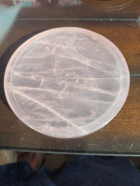 12 cm Rose Quartz Plate with Excellent Clarity & Hue