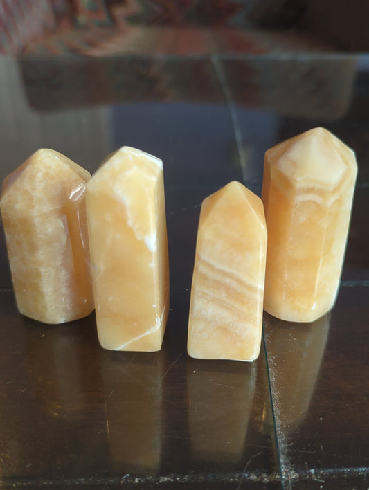 Natural Polished Orange Calcite Tower - Enhance Sacral Chakra & Positive Flow