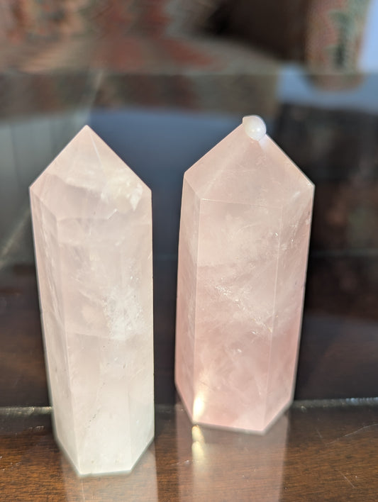 Collector's Choice Large Rose Quartz Point (76g, 112g) - Beautiful Color & Full of Rainbows