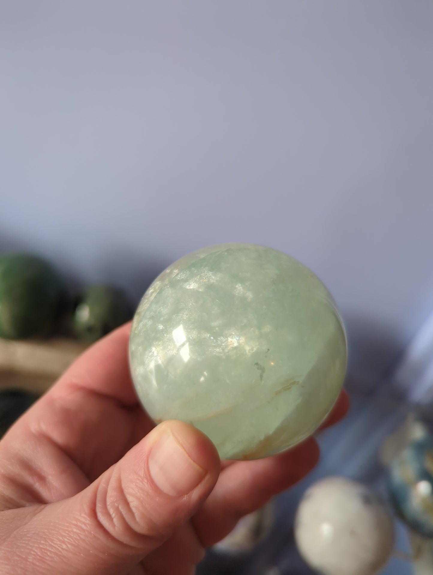 Baja Blue Fluorite Crystal Sphere - Stunning Ocean Blue Fluorite Orb - Translucent Teal Gemstone Centerpiece for Home Altar or Office Decor - Unique Gift