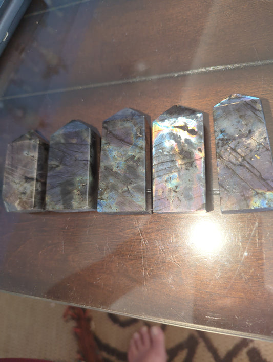 Rainbow Flash Labradorite Points