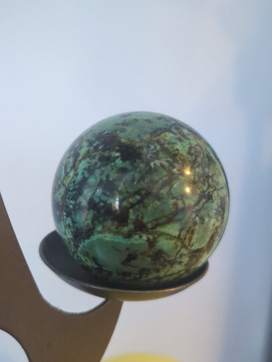 Natural Turquoise Sphere – Polished Turquoise Crystal Ball for Protection, Healing & Peace