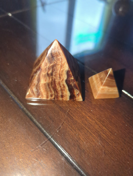 Wavy Banded Chocolate Calcite Pyramid | Natural Crystal for Grounding & Energy